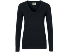 Damen-V-Pullover Merino Wool L schwarz - 100% Merinowolle
