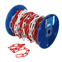 Absperrkette MEISTER Stahl - rot-weiss oval