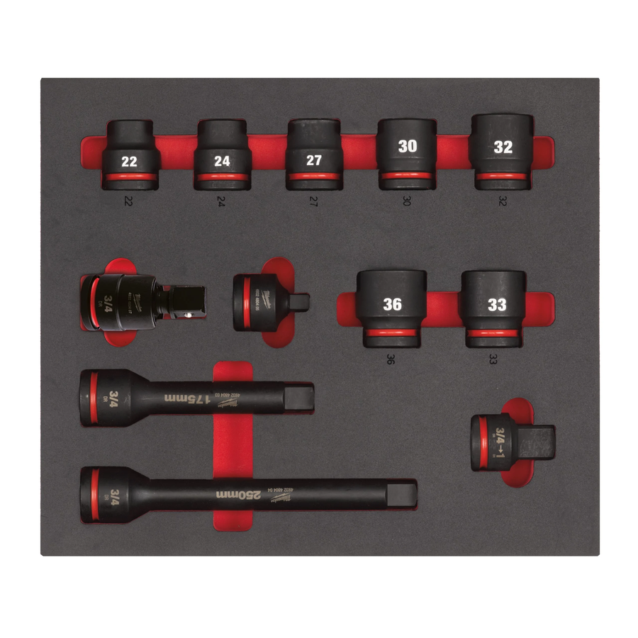 3/4" SHOCKWAVE Schlagnüsse Einlage - 12-teilige Einlage für Werkstattwagen 78