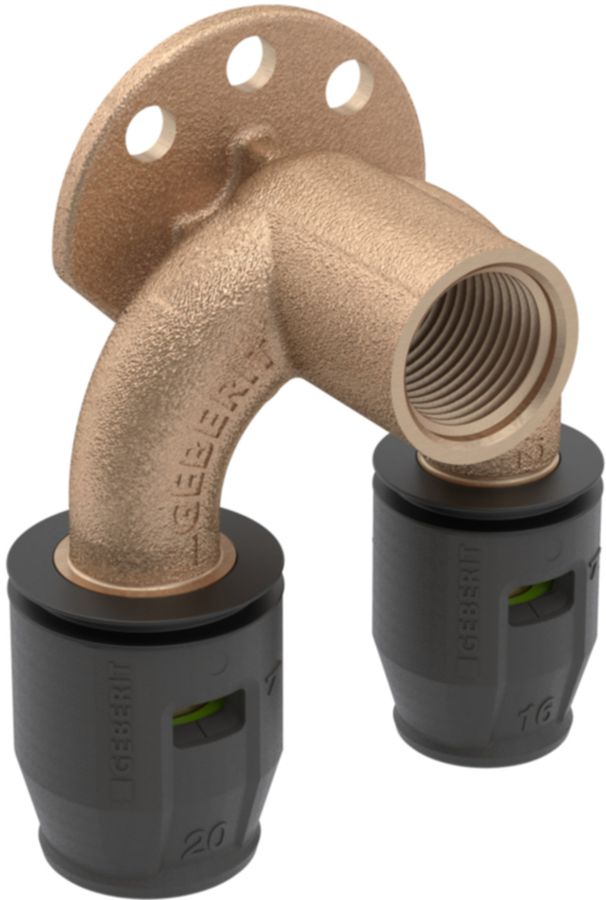 PushFit Doppelanschlusswinkel - 90° Rp 1/2"