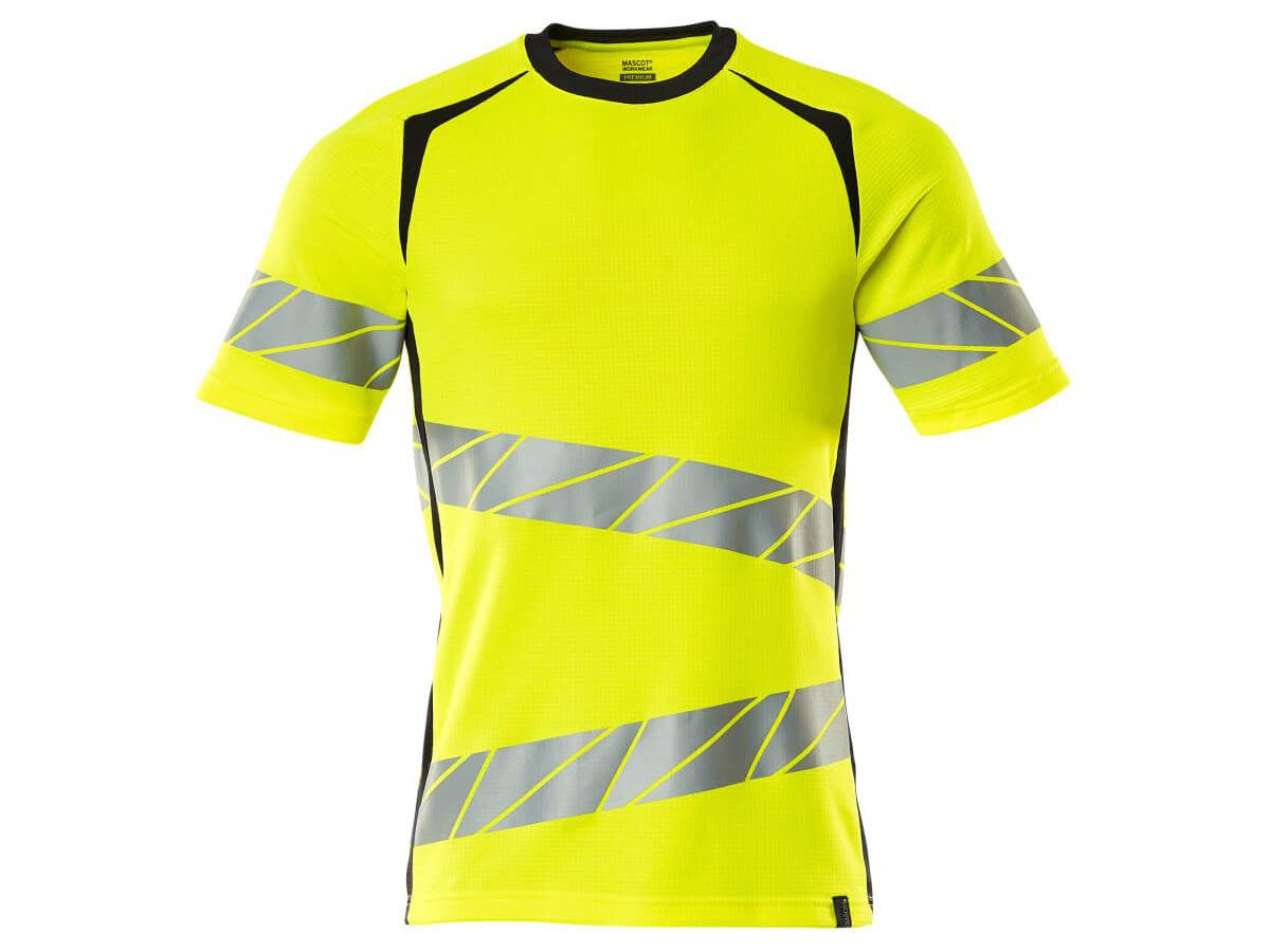 T-Shirt Premium zweifarbig, Gr. 5XLO - hi-vis gelb/schwarzblau