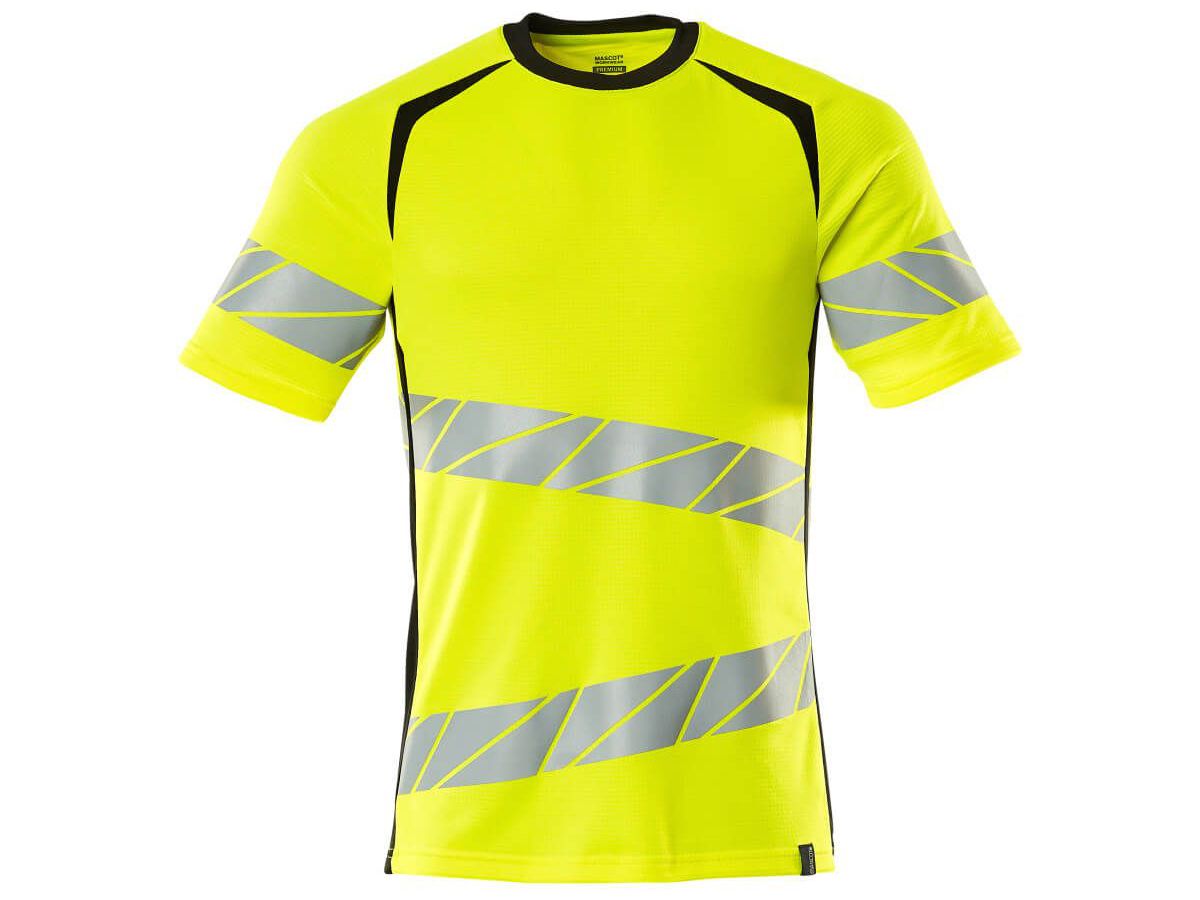 T-Shirt Premium zweifarbig, Gr. 4XLO - hi-vis gelb/schwarz