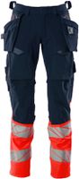 Hose mit Hängetaschen Stretch, Gr. 76C46 - schwarzblau/hi-vis rot, 92% PES/8%EL