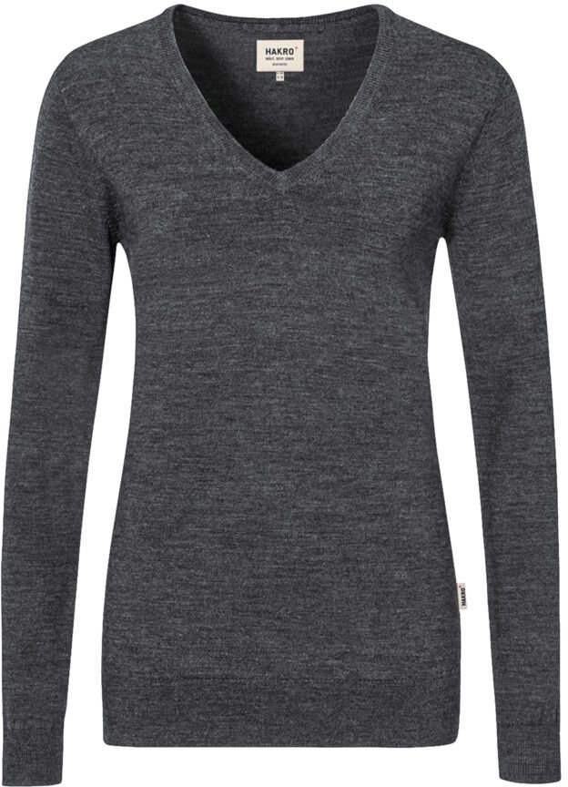 Women V-Pullover Merino-Wool - 315 dark-grey-melange