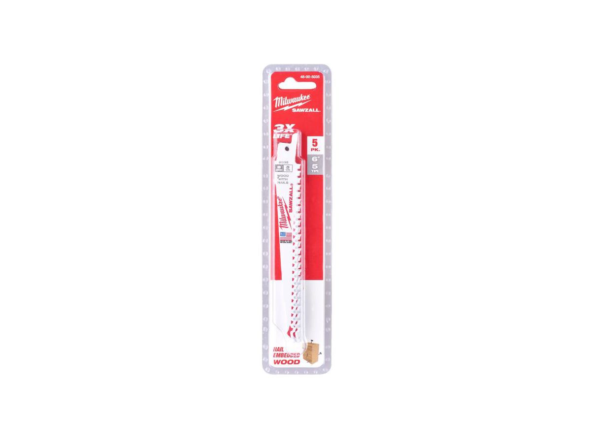 Säbelsägeblatt Milwaukee THIN KERF - 150x5mm, 14Z, 3-10mm Stahl/INOX,5er P.