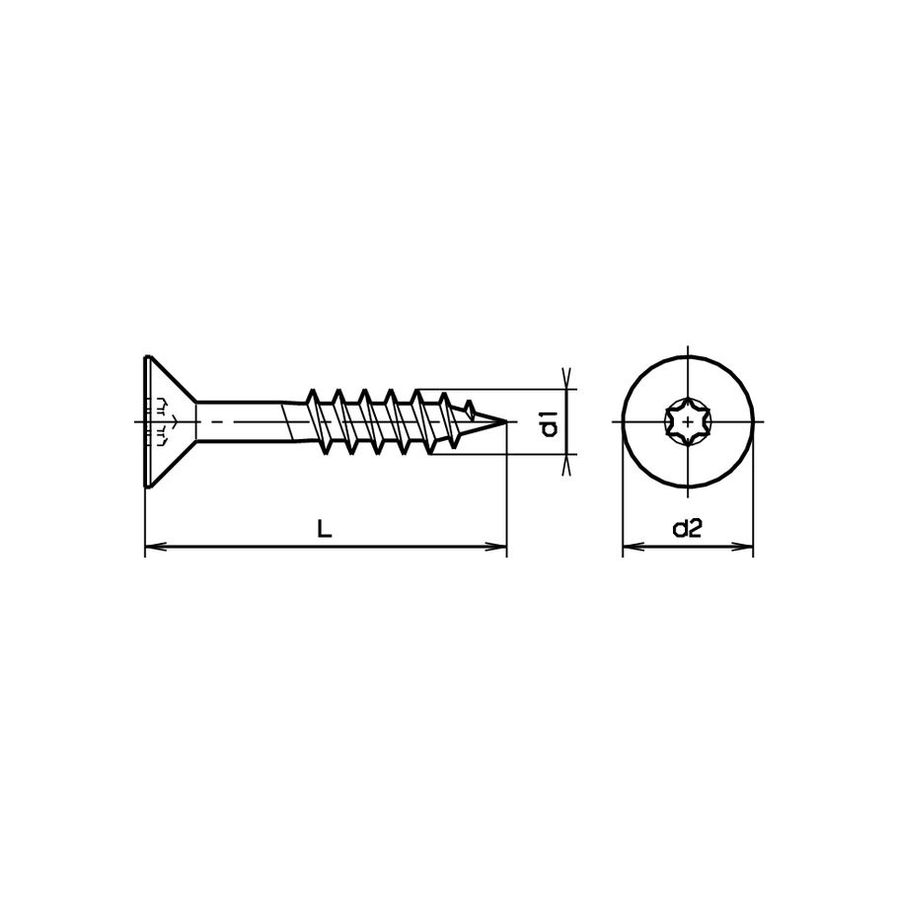Spanplattenschrauben Senkkopf - Inox A2, mit Schaft
