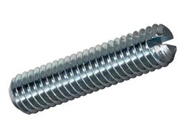 Gewindestifte m. Schlitz u. Ringschneide - St. verz. blau chromat. ISO 7436 DIN 438