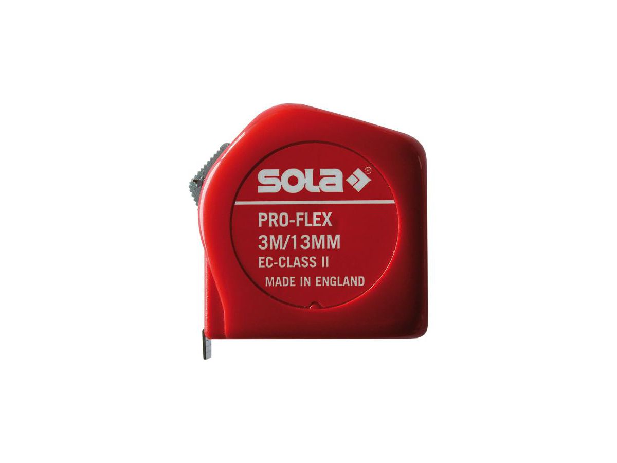 Rollmeter Sola Pro-Flex 3m - EG II, B 13mm, mit Gürtelclip