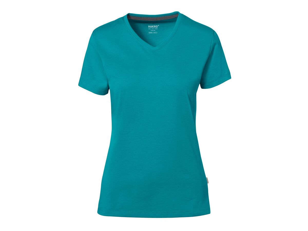 Cotton Tec Damen V-Shirt, Gr. L - smaragd