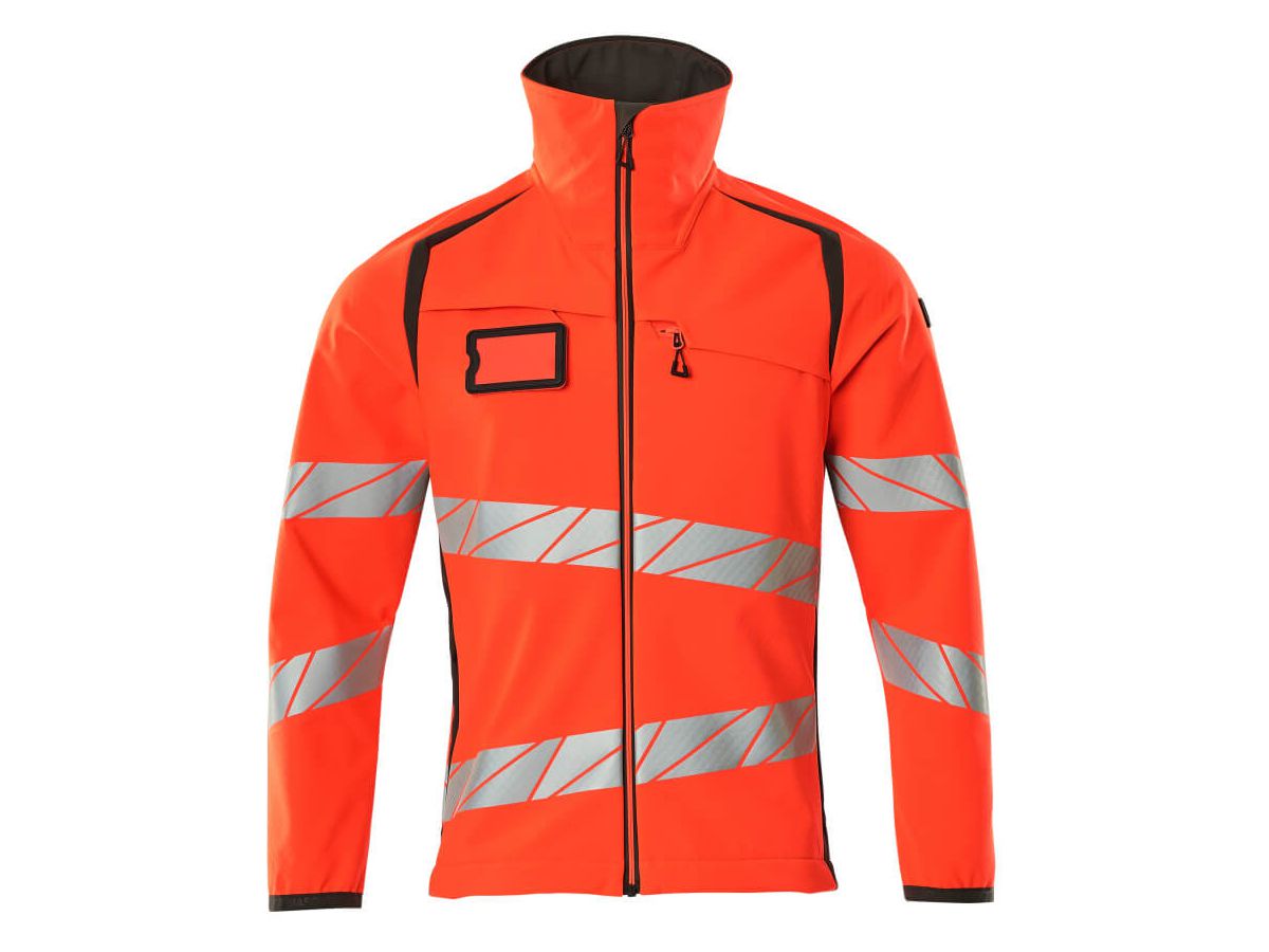 Soft Shell Jacke, Gr. 4XL - hi-vis rot/dunkelanthrazit, 100% PES