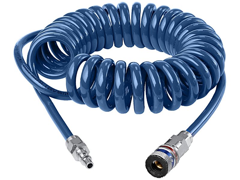 Spiralschlauch CEJN blau 6.5/10mm - PU, mit Sicherheitsk./Stecknippel SUVA