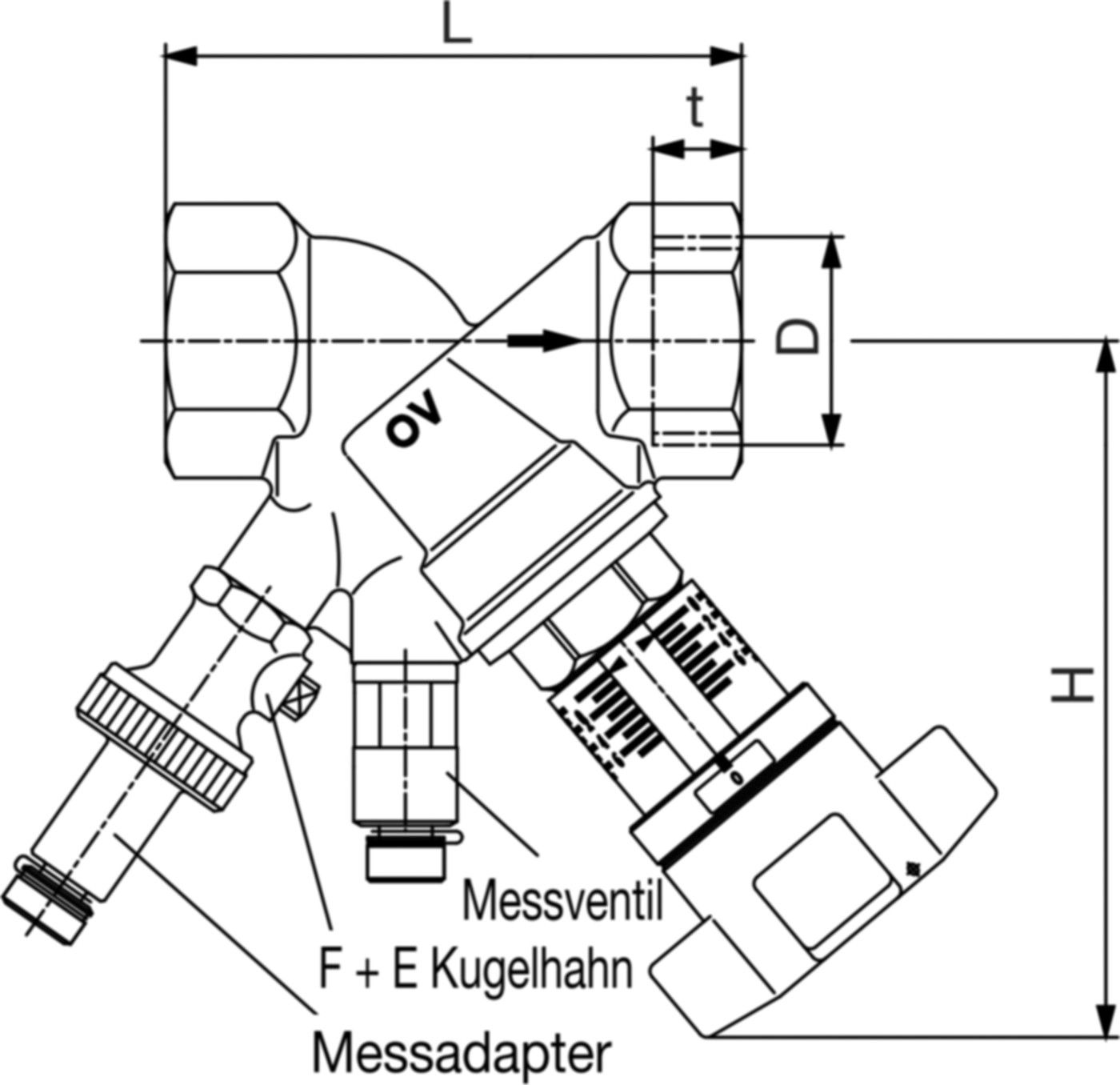 Oventrop Strangregulierventil VTR - Hydrocontrol mit Bohrung