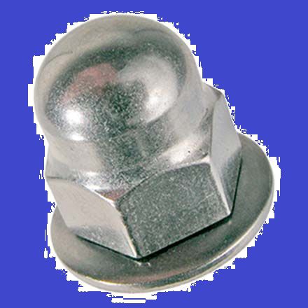 Kombi Hutmuttern DIN 1587 INOX A2 mit - unverlierbarer Spannscheibe