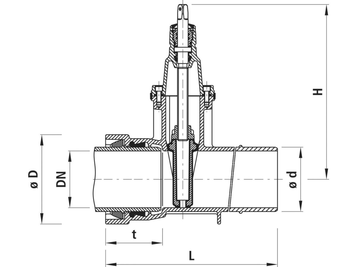 Spitzend/Muffenschieber PN 16 - BLS mit Schweissraupe