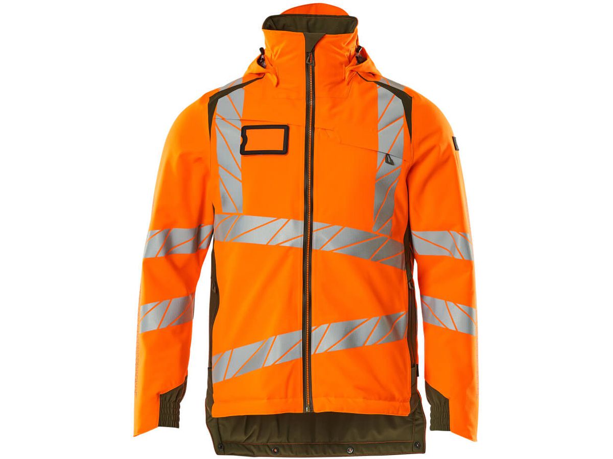 Winterjacke wind- & wasserdicht, Gr. S - hi-vis orange/moosgrün, 100% PES