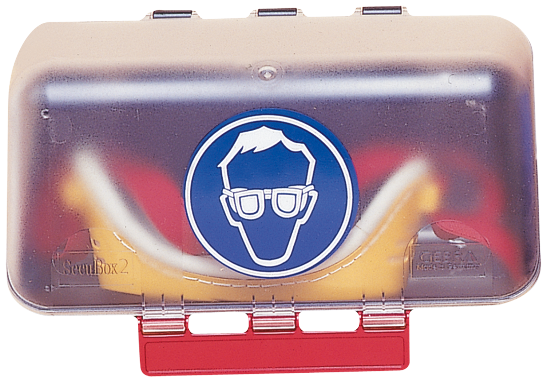 Aufbewahrungsbox für Schutzbrillen aus - blauem Kunststoff   SECUBOX MINI