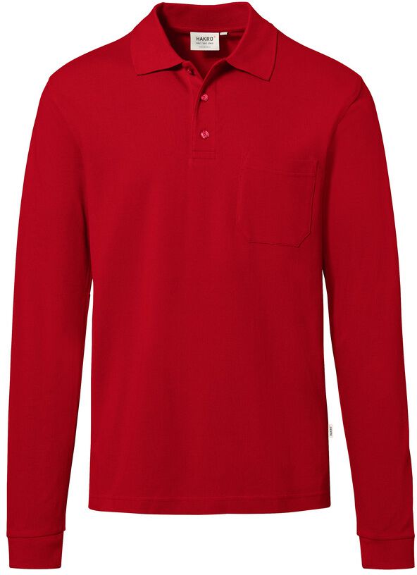 Longsleeve-Pocket-Poloshirt Top - 100% Baumwolle, 200 g/m²