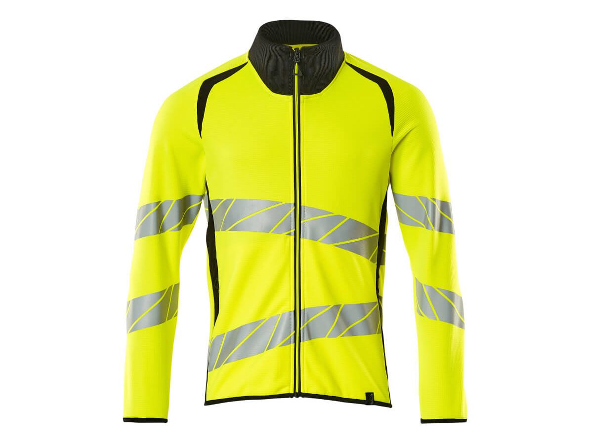 Sweatshirt mit Reissverschluss, Gr. S - hi-vis gelb/schwarz