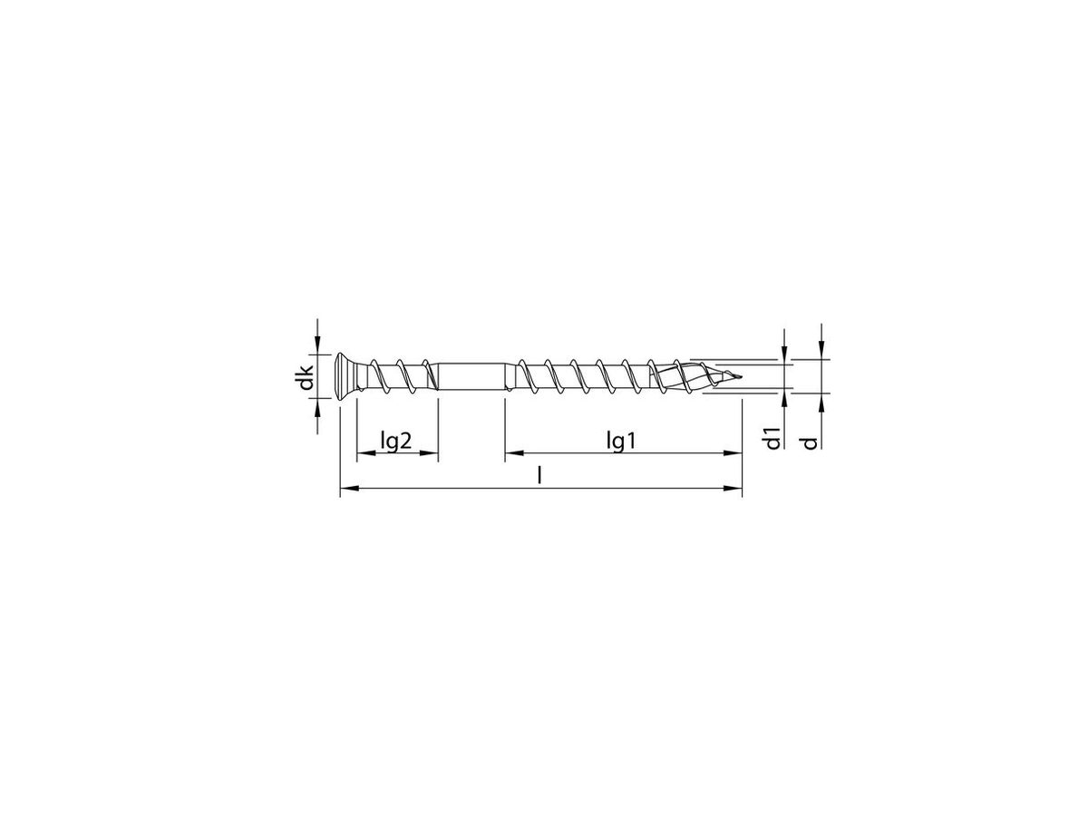 Terrassenbelagschraube TOPIX Plus LSK - Inox A4, mit Schaft