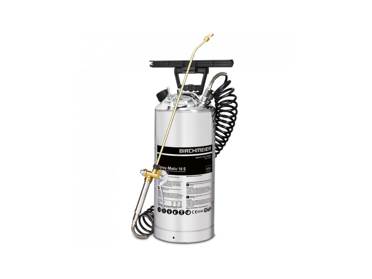 Spray-Matic 10S mit Pressluftanschl. u. - Handpumpe, Edelstahl 10 L, Birchmeier