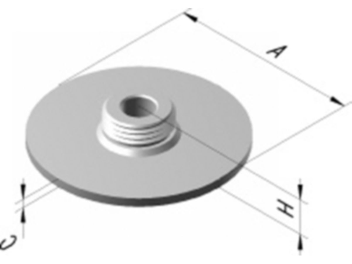 Pipex Grundplatten rund M10-1/2" Inox - 11.8 ohne Muffe, ohne Loch