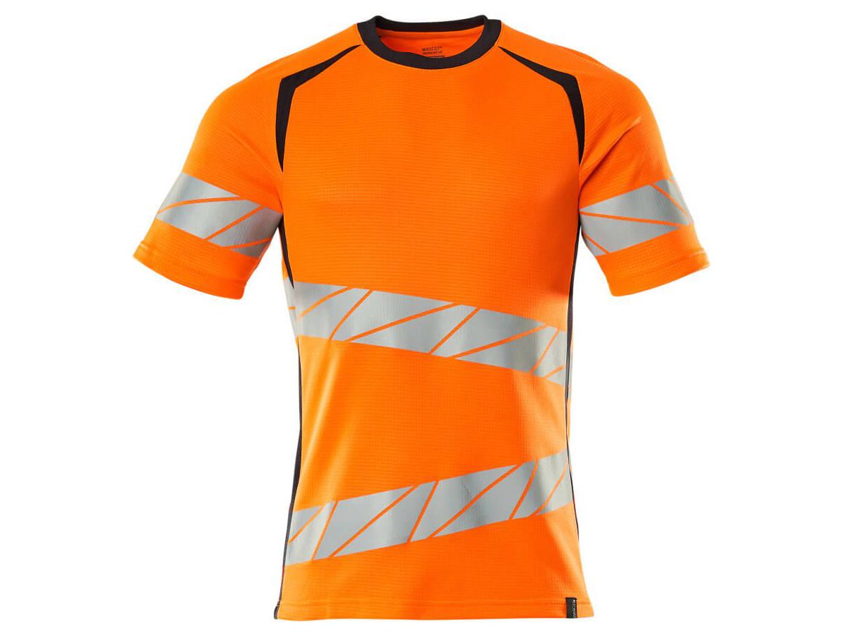 T-Shirt Premium zweifarbig, Gr. 2XLO - hi-vis orange/schwarzblau