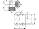 Winkel Rotguss 90° mit Flansch