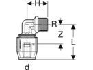 PushFit Übergangangsbogen - mit Aussengewinde