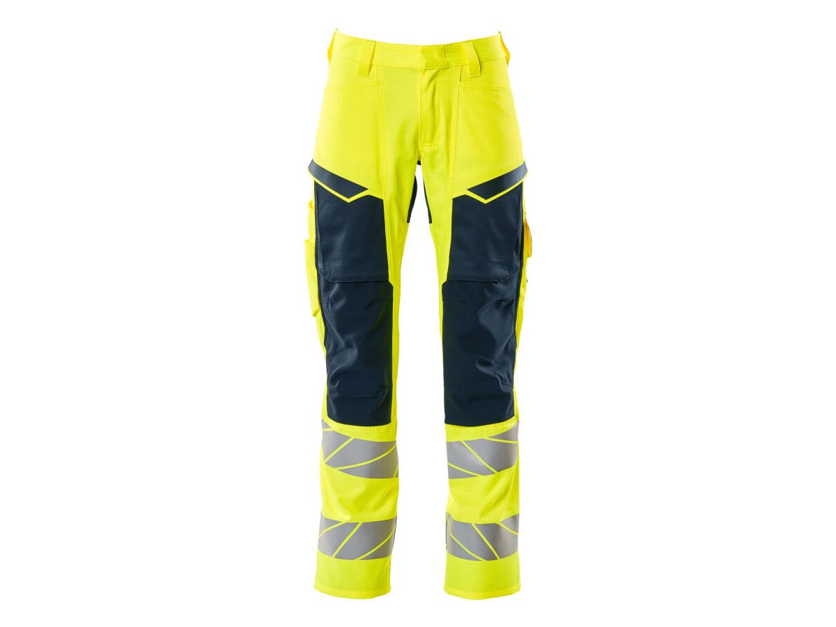 Hose mit Knietaschen, Gr. 90C50 - hi-vis gelb/schwarzblau