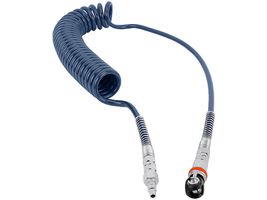 PU Spiralschlauch, drehbar mit 1/4"AG - blau 5/8mm, Schlauchl. 5m Arbeitsl. 4m