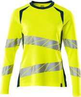 T-Shirt Langarm Damen, Gr. 2XLONE - hi-vis gelb/dunkelpetroleum