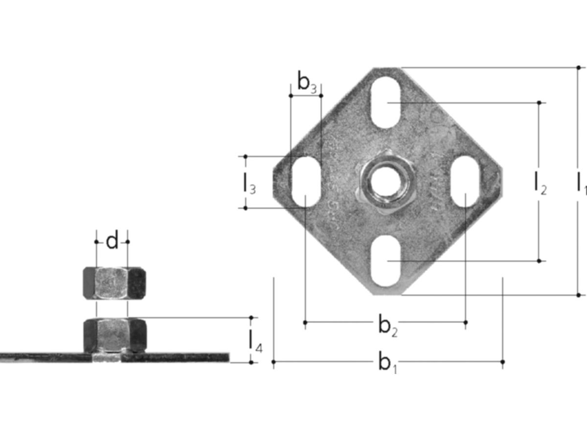 Sanipex Grundplatte mit Mutter M12 - für Vorwand-Dosenmontage