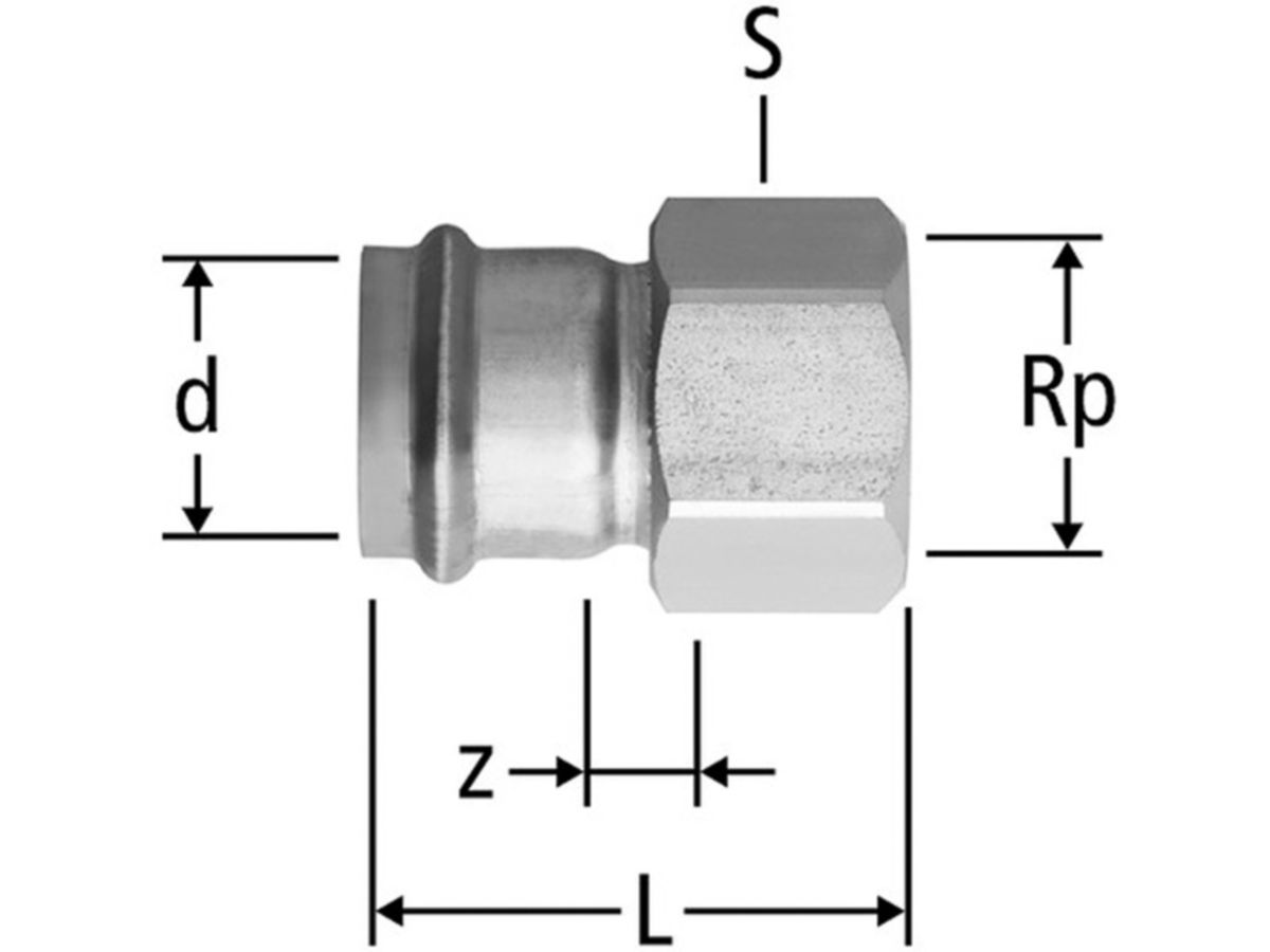 Optipress-Therm Übergang - mit Innengewinde
