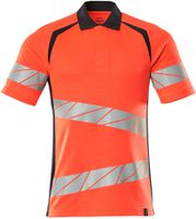 Polo-Shirt fluoreszierend, Gr. 2XLONE - hi-vis rot/schwarzblau