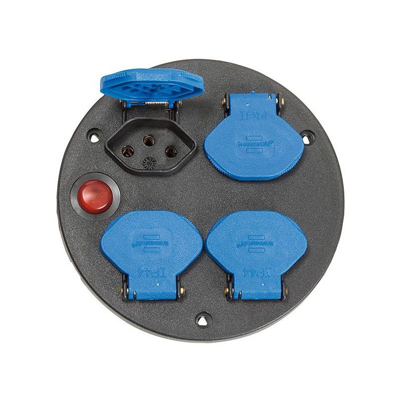 Steckdoseneinsatz-Montageplatte - 4-fach IP44 mit Deckel *CH*