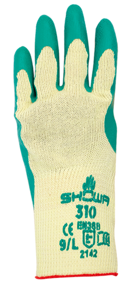 Schutzhandschuhe SHOWA grün - aus Naturlatex-Handflächenbeschichtung