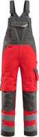 Latzhose mit Knietaschen, Gr. 76C46 - hi-vis rot/dunkelanthrazit