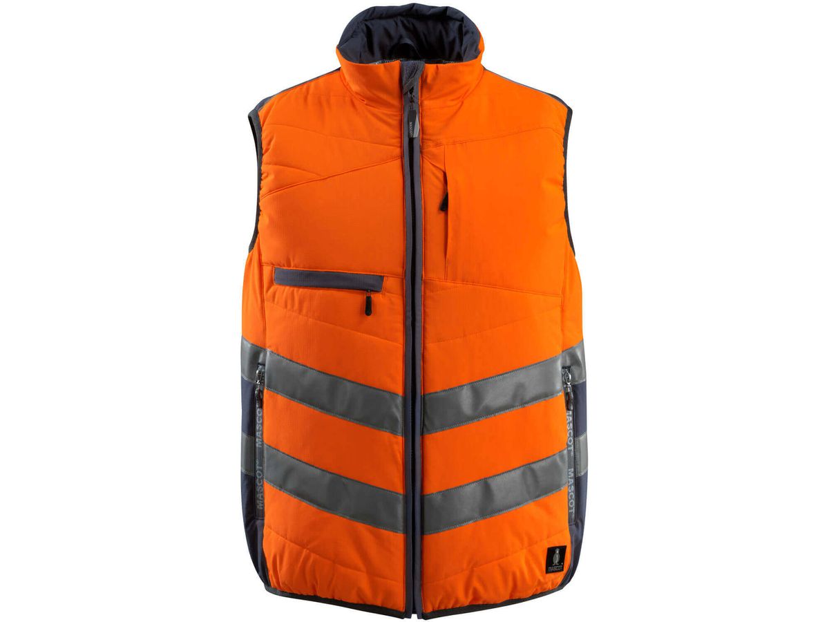 Winterweste GRIMSBY, Gr. 3XL - hi-vis orange/schwarzblau, 100% PES