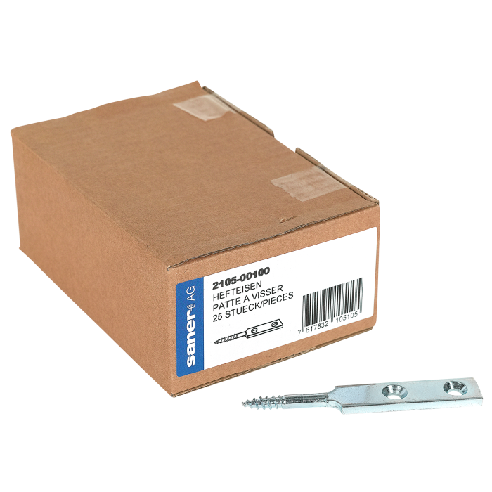 Hefteisen Ø 6 mm - mit 2 versenkten Löchern und Holzgewinde