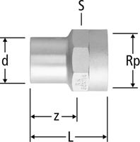 Optipress-Inox-Übergang - mit Einsteckende und Innengewinde