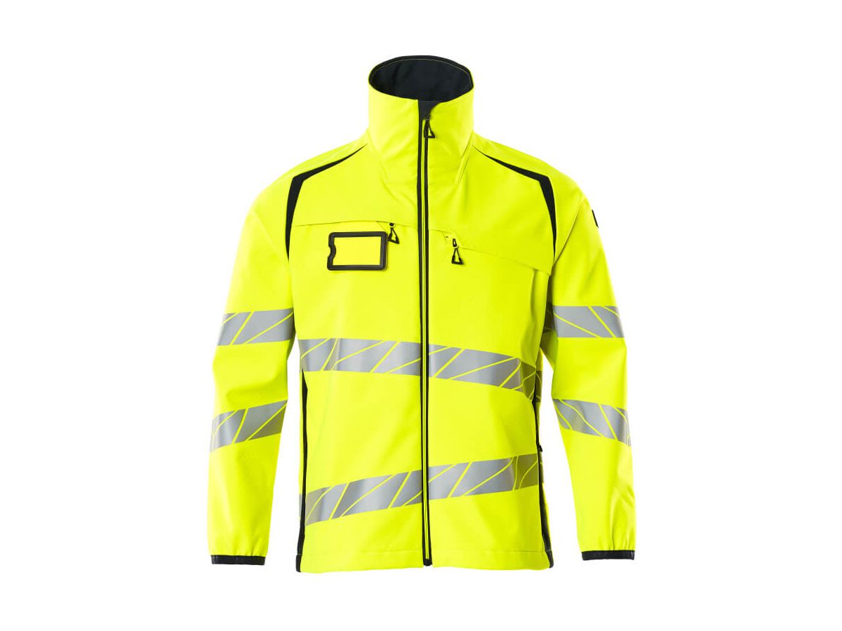 Soft Shell Jacke, Gr. XL - hi-vis gelb/schwarzblau, 100% PES