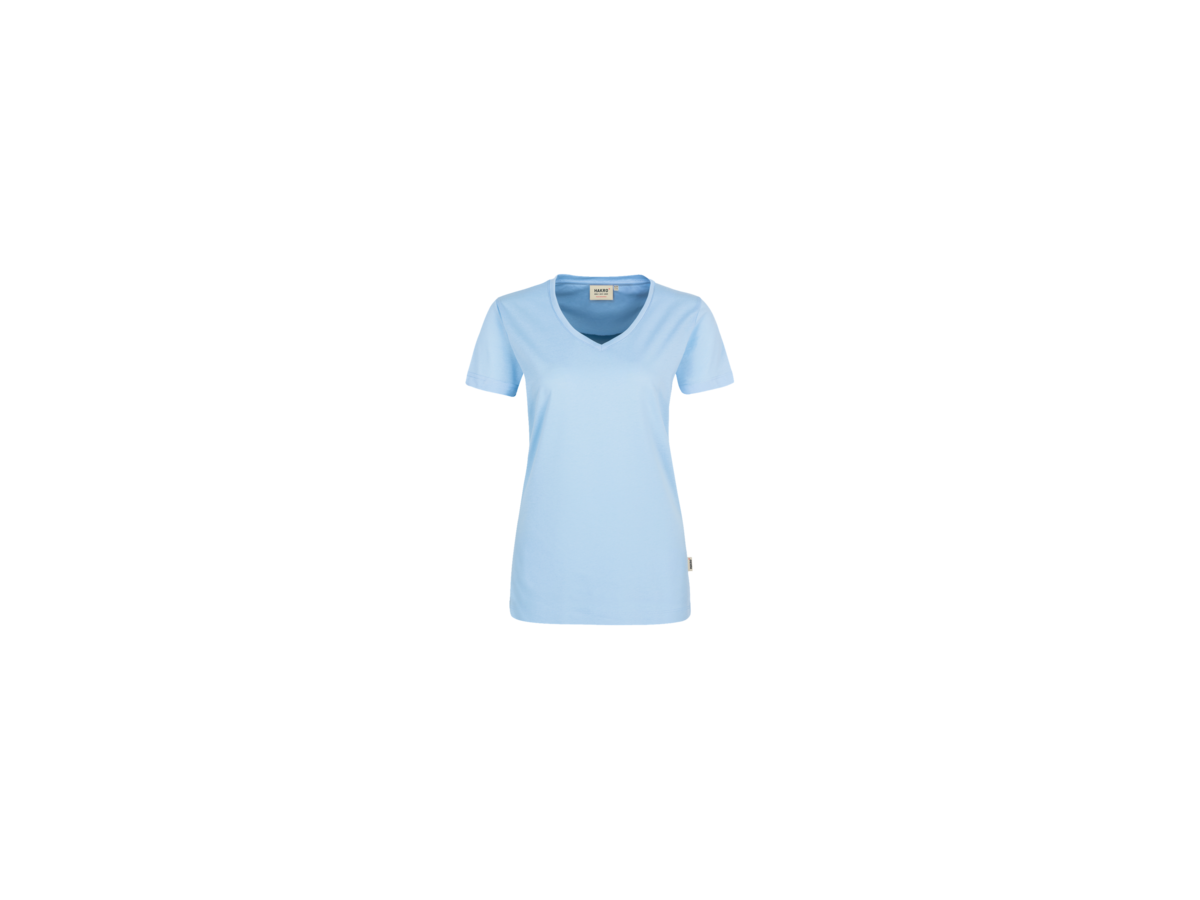 Damen-V-Shirt Performance Gr. S, eisblau - 50% Baumwolle, 50% Polyester, 160 g/m²