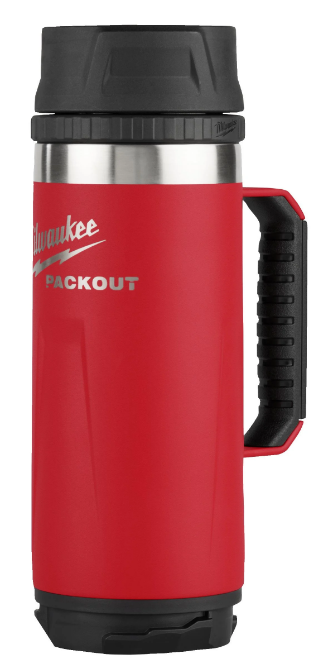 Thermobecher MILWAUKEE PACKOUT mit Griff - 530 ml mit Trinkdeckel, rot