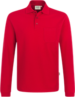 Longsleeve-Pocket-Poloshirt Top 2XL rot - 100% Baumwolle, 200 g/m²