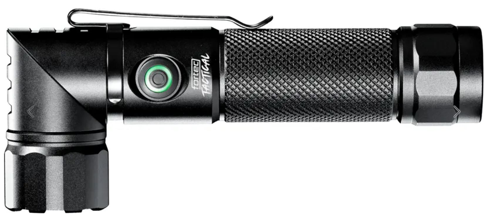 Taschenlampe FORTEC TACTICAL 90° 1000lm - Akku, 14 Std. 180 m, 3.7V 2.6Ah Li-Ion
