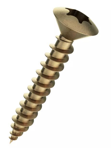 Linsensenk-Spanplattenschrauben Torx - Vermessingt, ohne Schaft