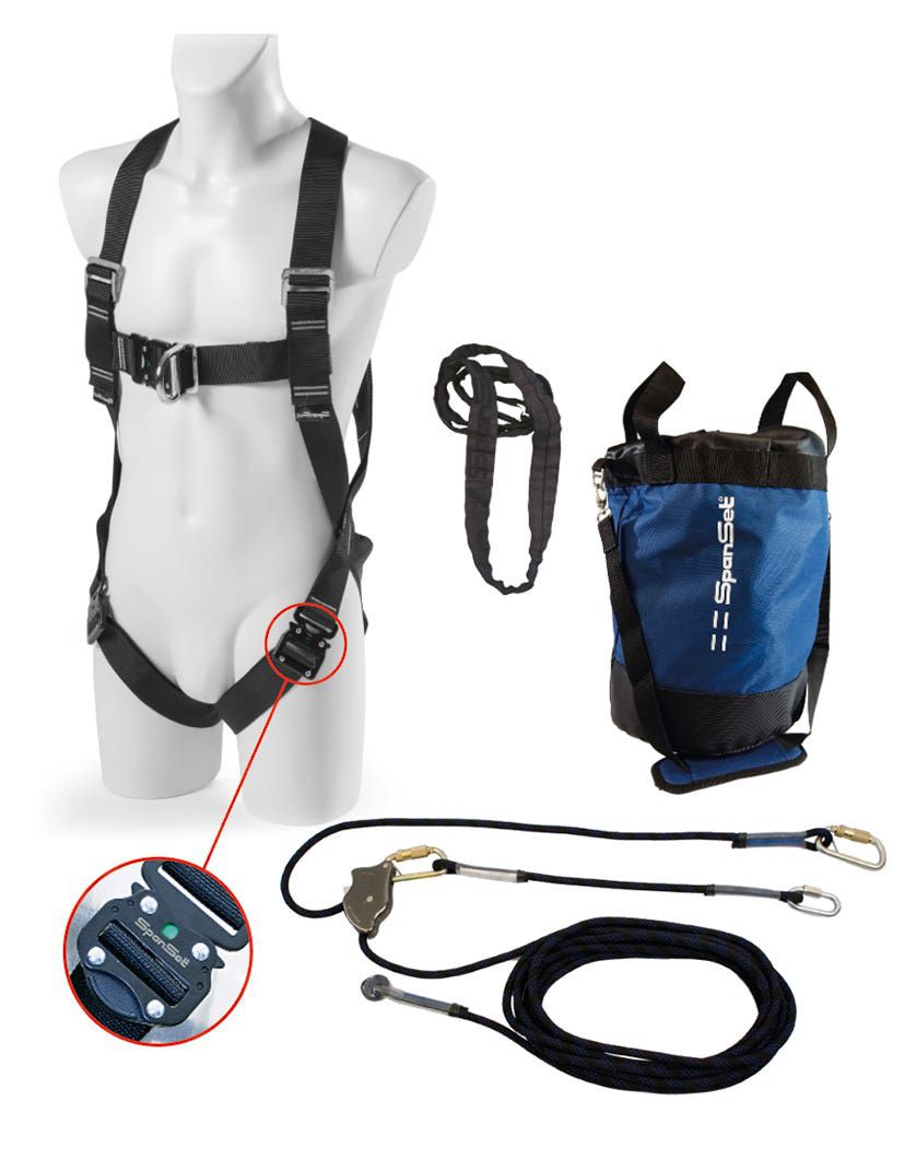 Ergo-Sicherheitsset im Stausack - Horizontal-Rückhalteseil CHL 15 m