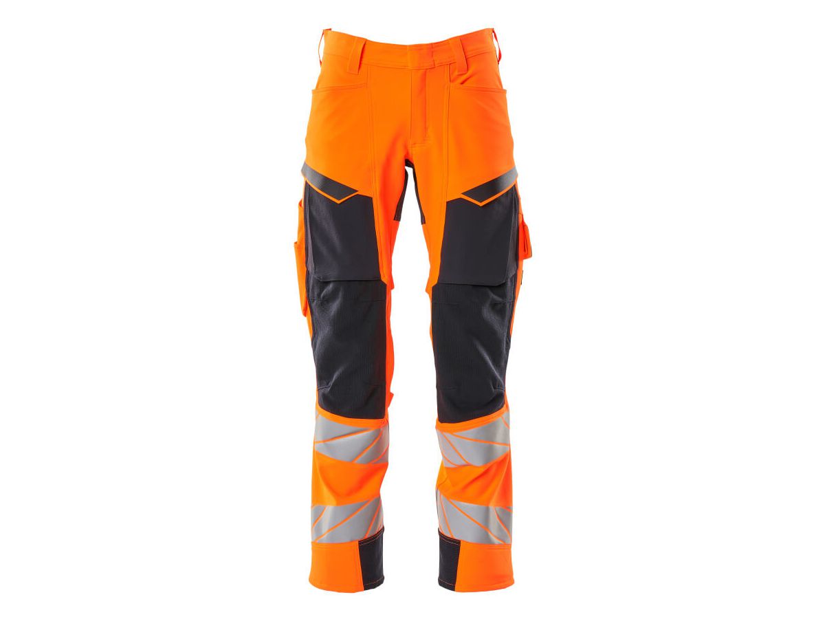 Hose mit Knietaschen, Gr. 90C54 - hi-vis orange/schwarzblau