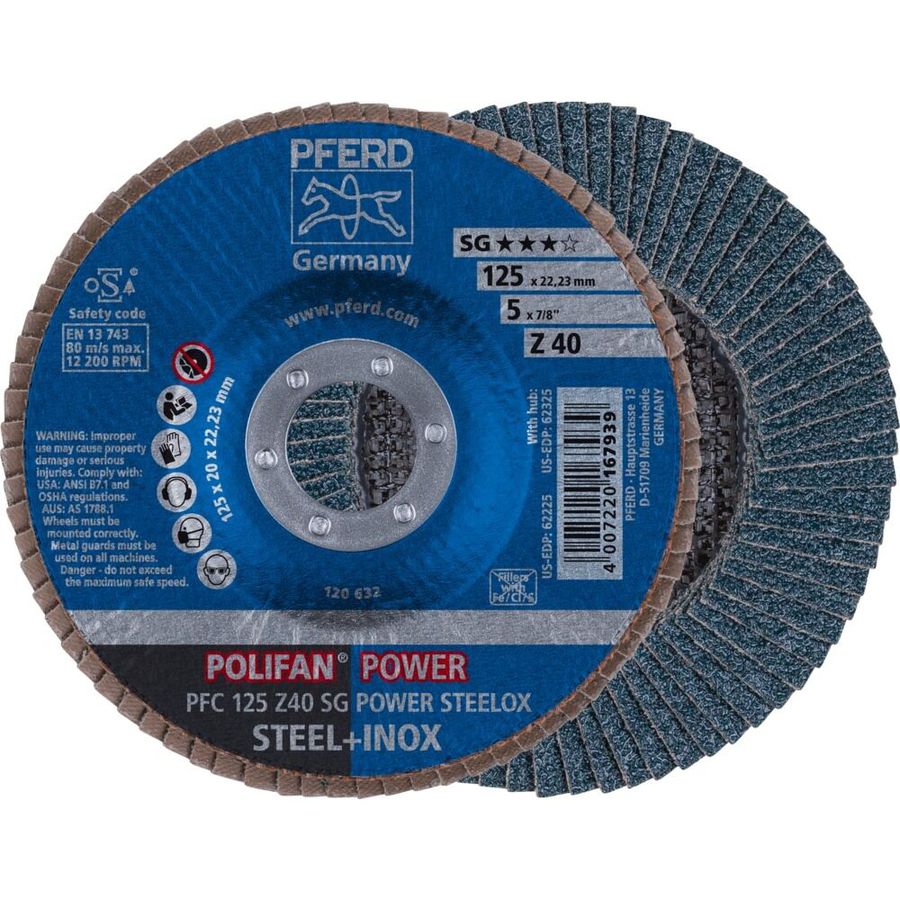 Fächerschleifscheibe Polifan PFC ø 125mm - Z40 SG Power Steelox