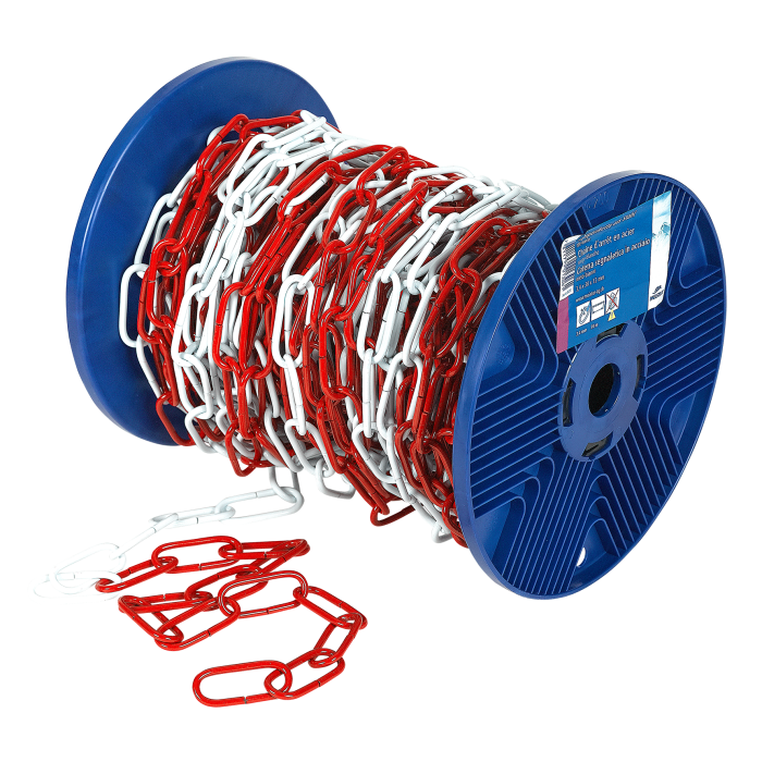 Absperrkette MEISTER Stahl - rot-weiss oval